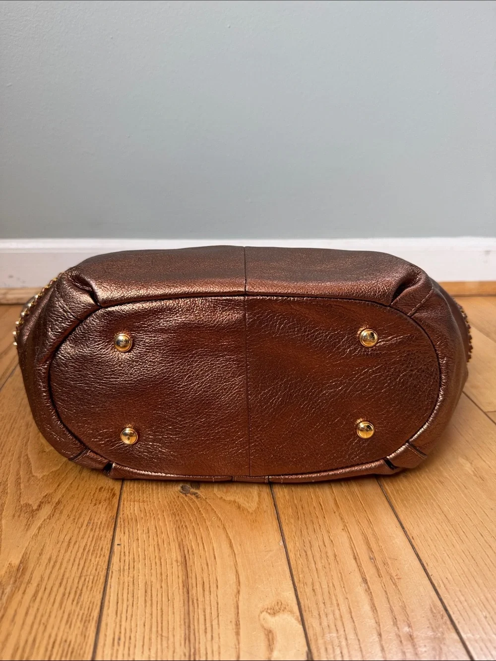 B Makowski Alice copper bronze pebbled leather, gold tone hardware hobo  bag EUC